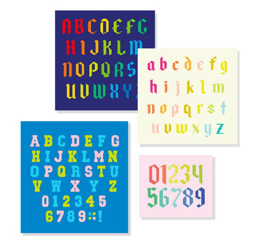 Blackletter & Varsity Alphabet Quilt Pattern Bundle – Uppercase, Lowercase, Numbers, & Varsity Letters – FPP PDF