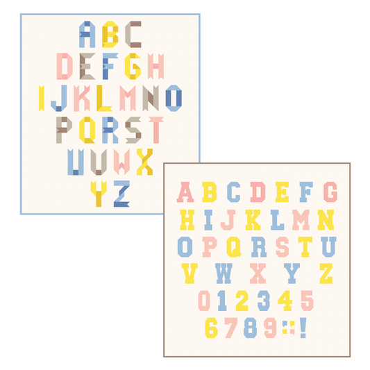 Varsity Letter Blocks + Ribbon Letters Alphabet Quilt Pattern Bundle - PDF