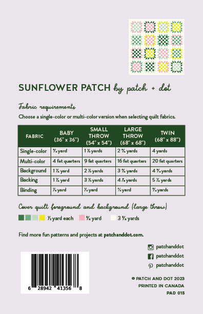 Sunflower Patch Quilt Pattern - PDF