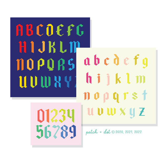 FPP Alphabet Quilt Pattern Bundle - Blackletter Alphabet + Numbers - PDF