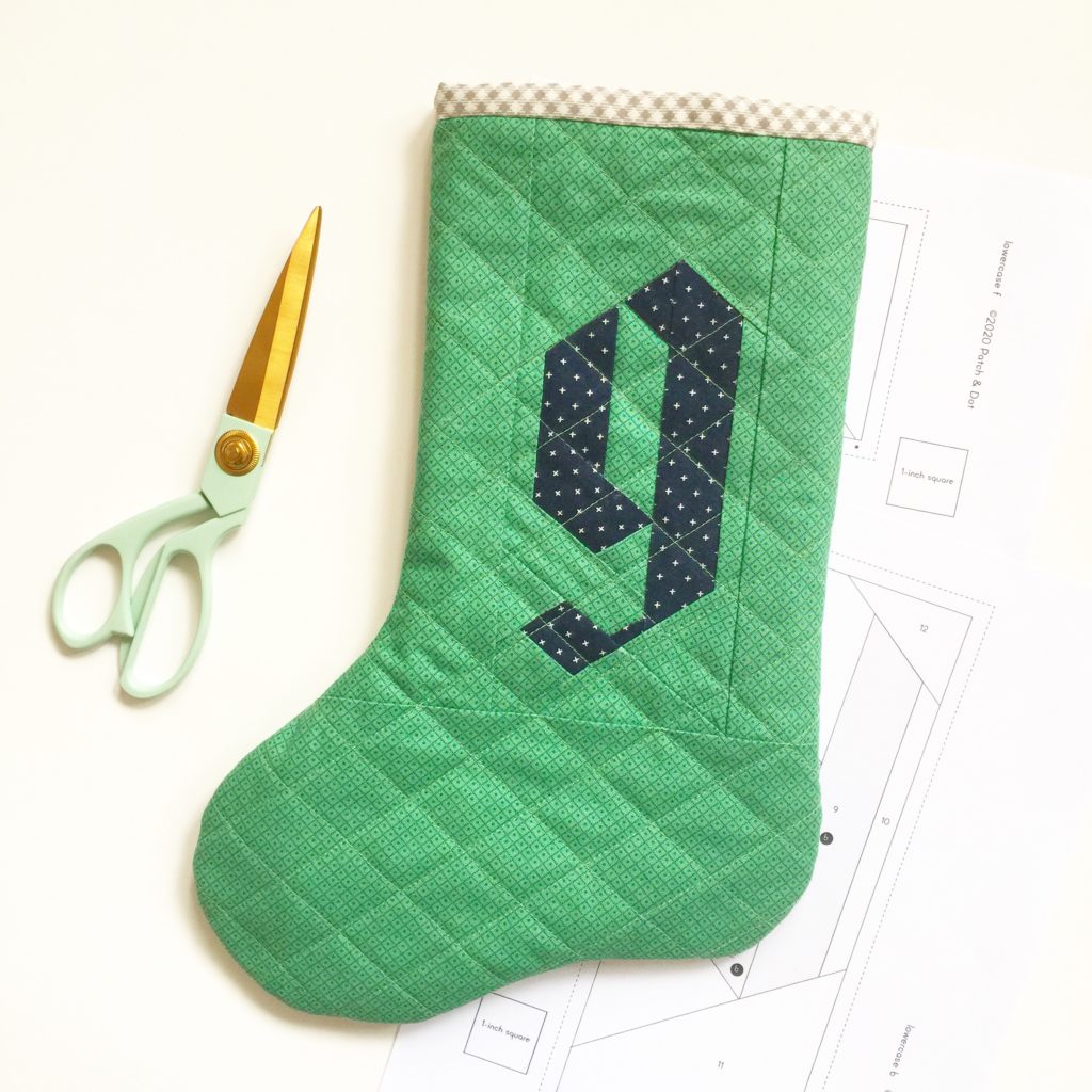 Quilted stocking with initial