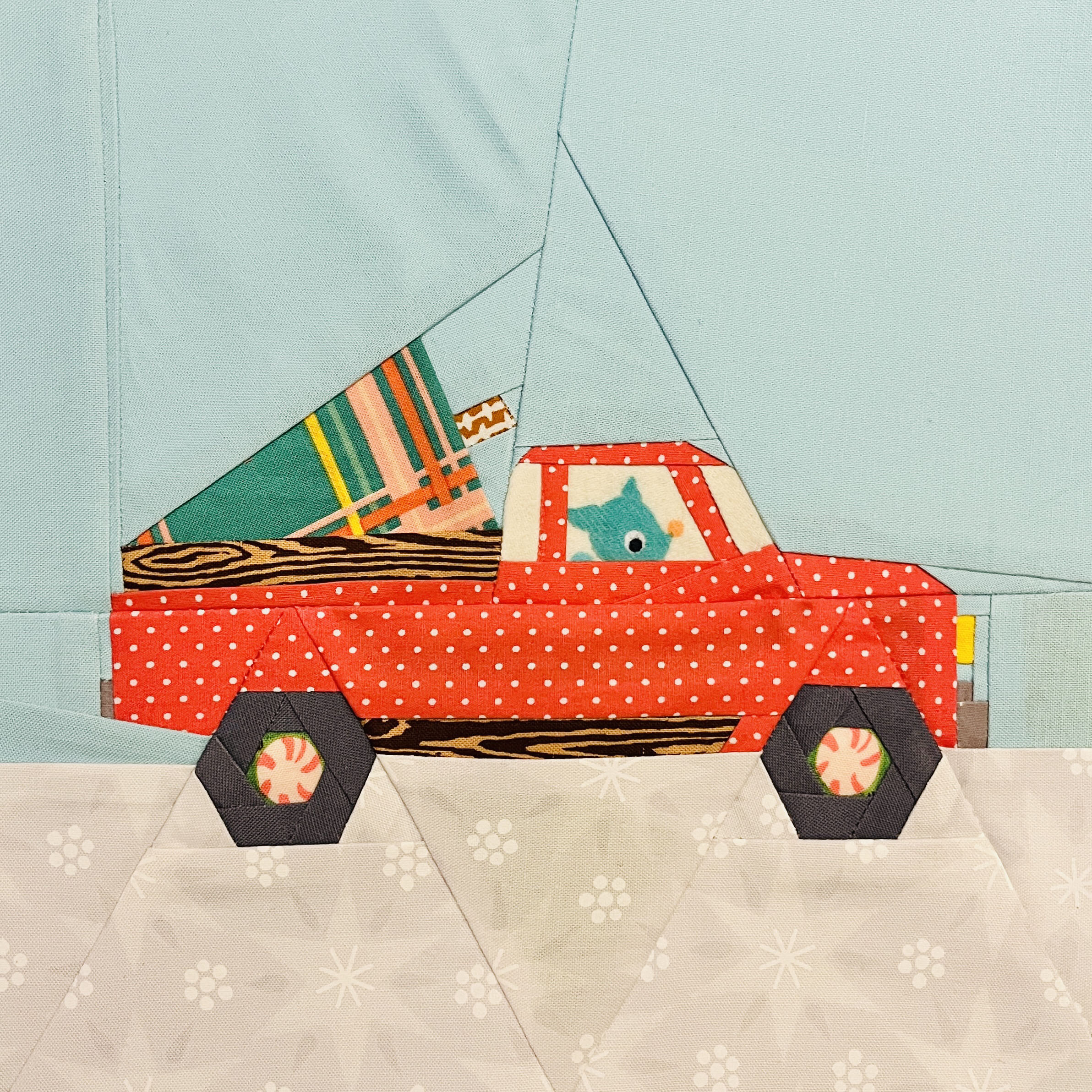 Red Pick Up Truck Quilt Block